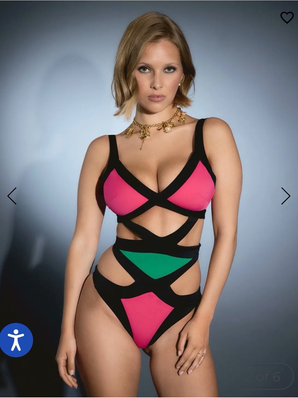 Agent provocateur new! One-Piece Swimsuit in Pink and Green with Black trim